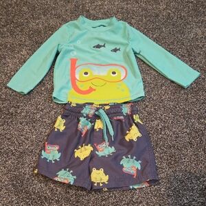 Kids' Frog Swim Set in Teal and Navy